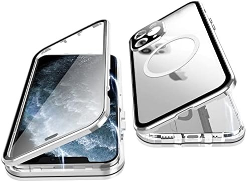 Husa Jonwelsy pentru iPhone 11 Pro, protectie fata-verso de 360 ​​de grade, compatibila cu Magsafe, husa cu cadru metalic cu adsorbtie magnetica, fata din sticla, spate, mata, husa PC, pentru 11 Pro 5,8" (aurie)