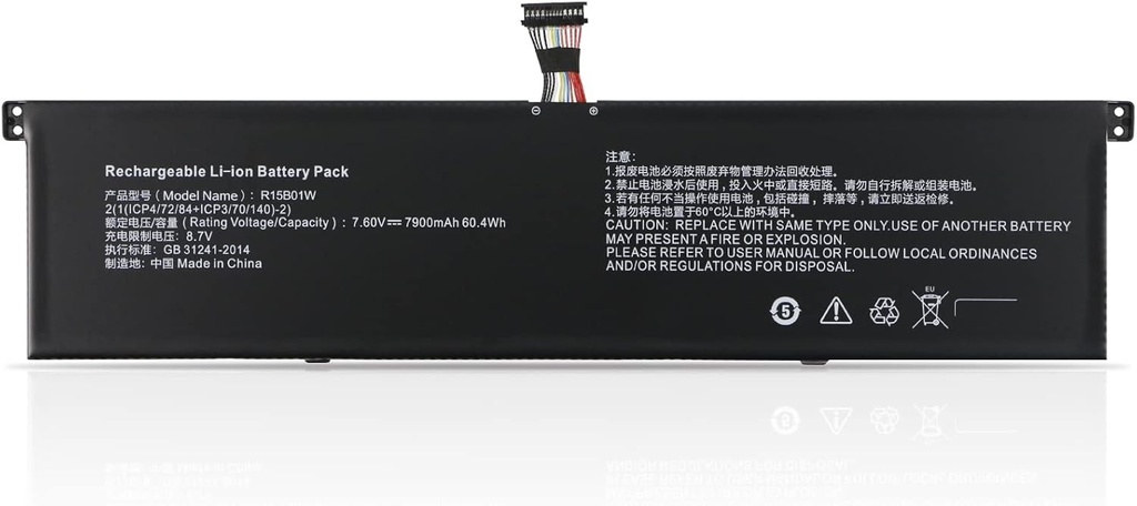 Baterie de laptop de 60,4 WH R15B01W pentru Xiaomi Mi Notebook Pro 15,6 inchi GTX Timi TM1701 MX150 MX250 MX350 128 GB 256 GB 512 GB 1 TB i3-8130U i5-8250U i5-10250U i5-1025U5001 Baterie de schimb pentru notebook