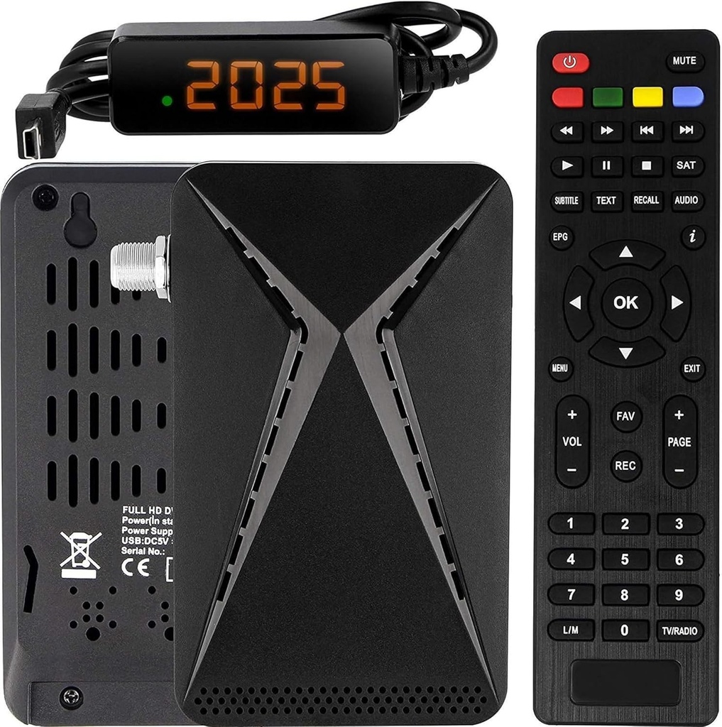 Mini receptor Hd-line OM-26100 -Receptor satelit DVB S/S2 Full HD 1080P HDMI 2 x USB 2.0 HDTV [Receptor digital prin satelit] (Astra Hotbird Turksat)-Negru