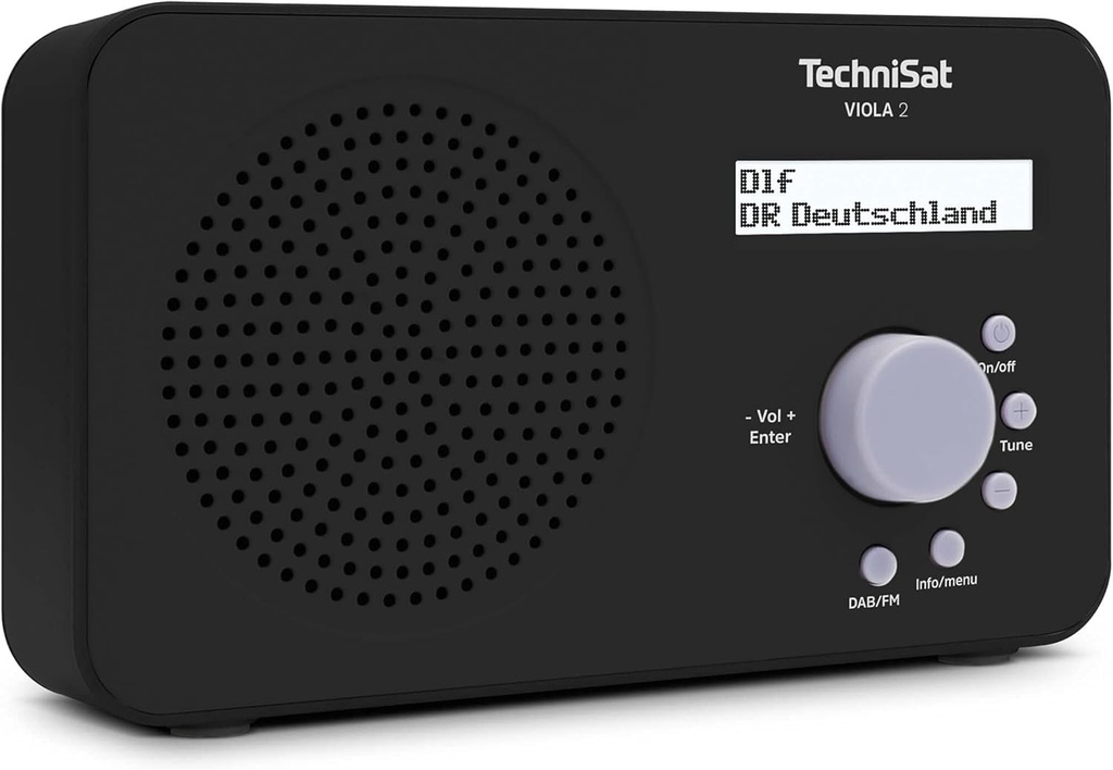 TechniSat VIOLA 2 - radio DAB portabil (DAB+, FM, difuzor, mufa pentru casti, afisaj cu doua linii, buton de control, mic, 1 watt RMS) negru