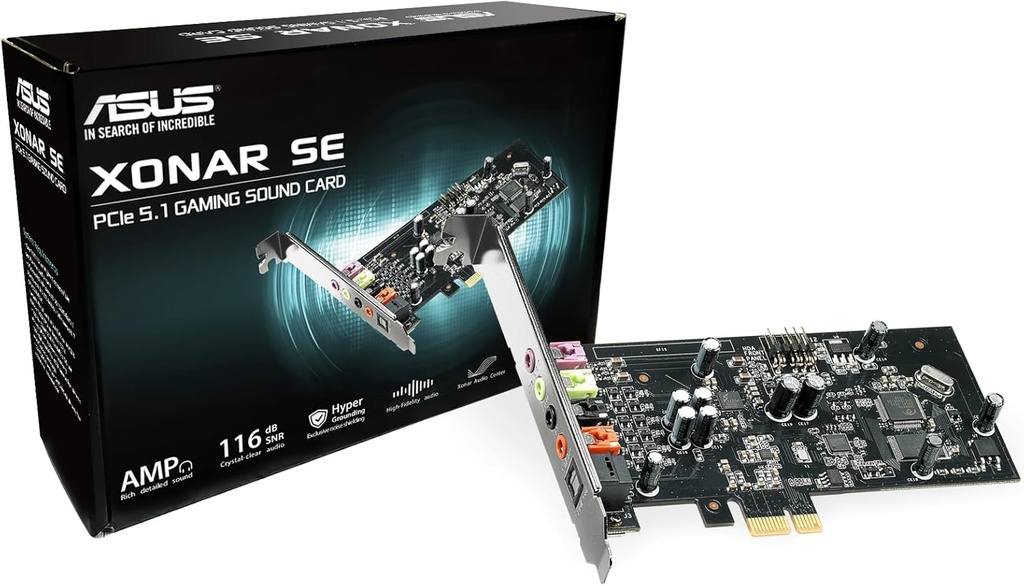 ASUS Xonar SE PCI-E intern cu 5.1 canale - plăci de sunet (5.1 canale, 24 biți, 116 dB, 110 dB, 24 biți/192 kHz, 0,00251%)
