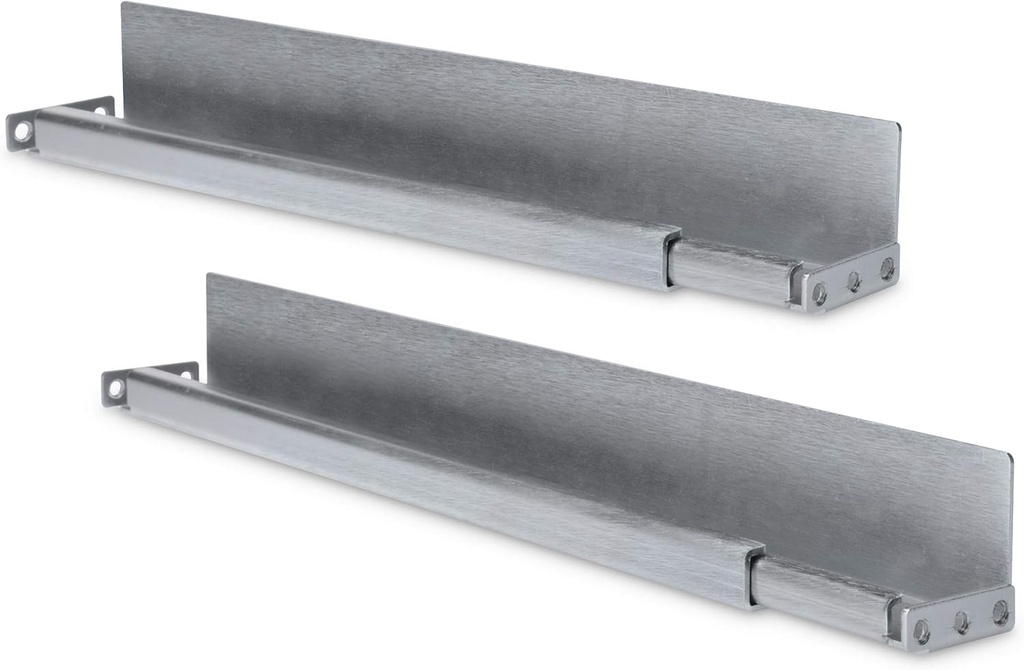 Sine glisante DIGITUS 1U - pentru dulapuri de retea si server de 19" de la DIGITUS - Adancime variabila de la 350 la 600 mm - Profil in L, tabla de otel de 2 mm grosime - Capacitate de incarcare 100 kg - Argintiu