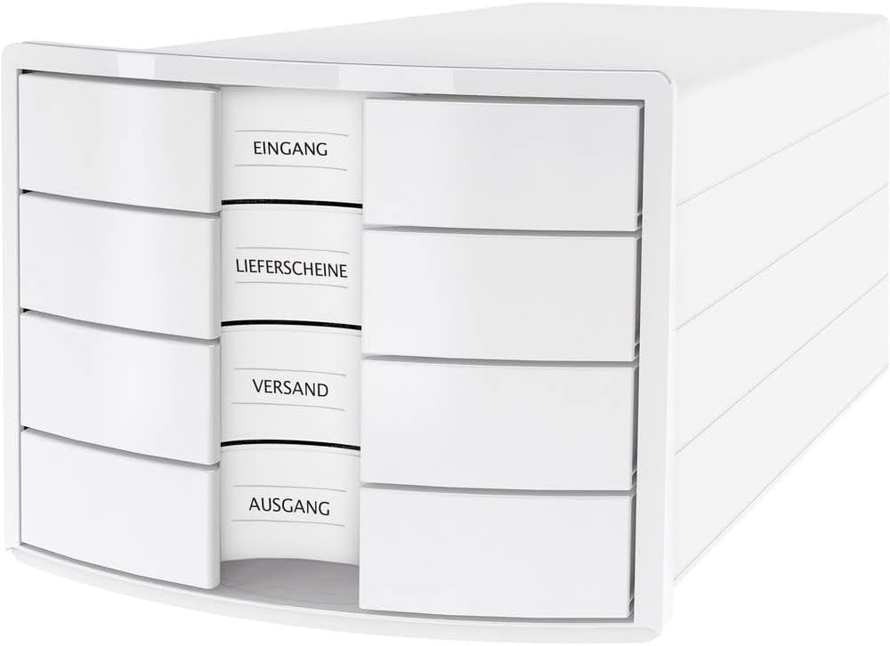 Cutie sertar HAN IMPULS 2.0 – design atractiv de înaltă calitate. Cu 4 sertare închise pentru DIN A4/C4, alb, 1012-12