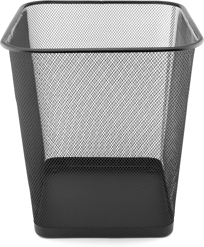 D.RECT ​​​​Coș de gunoi de birou 18L - Coș de gunoi din plasă metalică, Coșuri de gunoi pentru birou, dormitor, Coș de gunoi metalic - negru