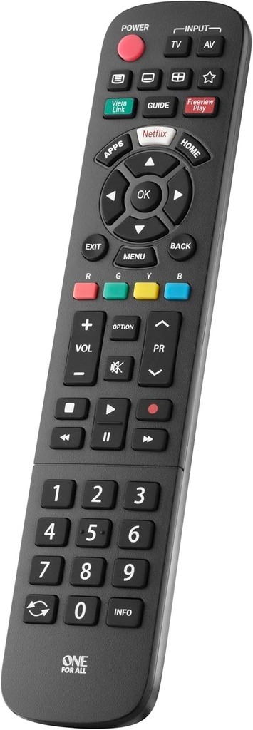 Telecomanda TV One for All Panasonic - Functioneaza cu toate televizoarele/televizoarele inteligente Panasonic - Telecomanda ideala de inlocuire a televizorului - URC4914
