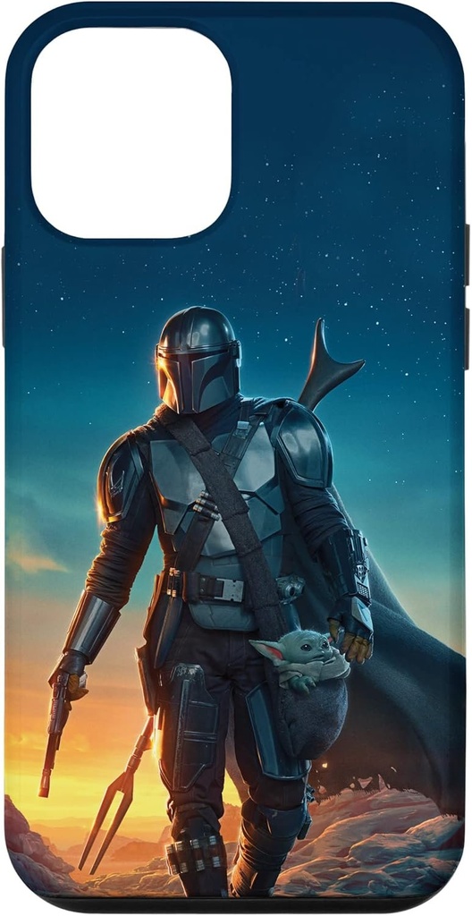 Husa iPhone 12 mini Poster Star Wars ,,The Mandalorian and Grogu Sunset"