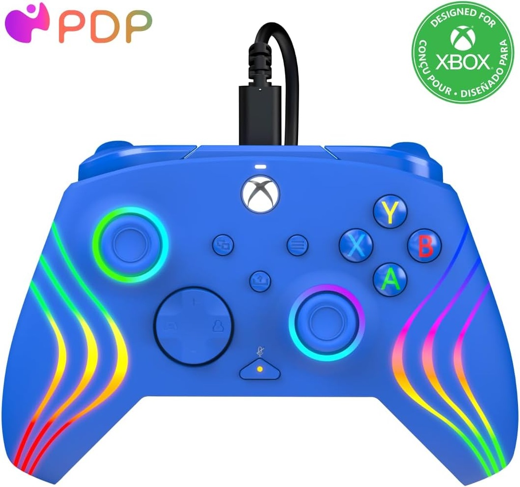 Controller cu fir PDP Xbox Afterglow Wave Albastru