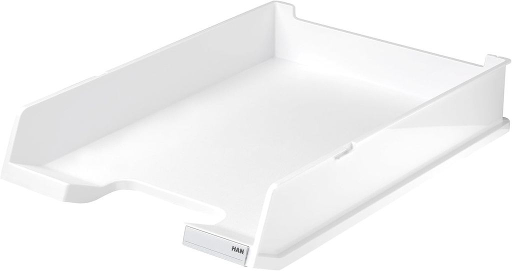 HAN 10203-12, Tava de scrisori deluxe, stivuita si conectabila, cu clema, set de 3, alb