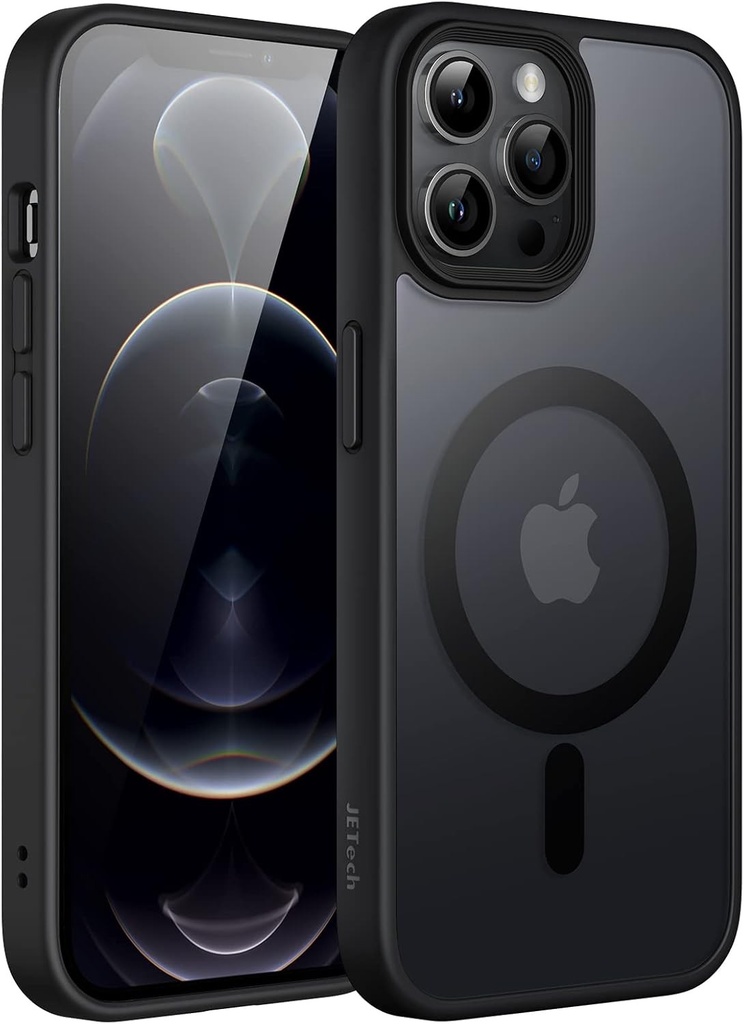Husa magnetica JETech pentru iPhone 12 Pro Max 6,7 inchi compatibila cu MagSafe, husa mata translucida pentru telefon Husa din spate husa subtire, rezistenta la socuri (negru)