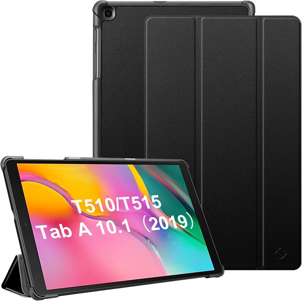 Husa Fintie pentru Samsung Galaxy Tab A 10.1 T510/T515 2019 - Husa de protectie ultra subtire, super usoara, din piele sintetica cu functie de suport pentru tableta Samsung Galaxy Tab A 10.1 inch 2019, neagra