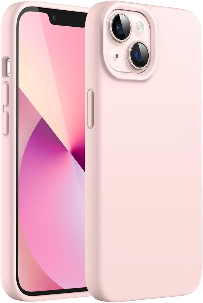 Husa din silicon JETech pentru iPhone 13 de 6,1 inci, protectie integrala cu atingere moale si matasoasa, husa rezistenta la socuri cu captuseala din microfibra (roz)