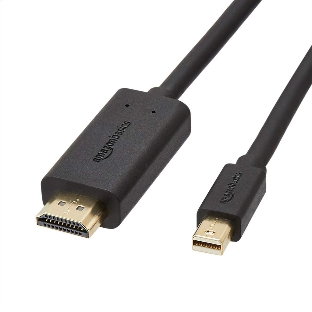 Cablu Amazon Basics Mini DisplayPort la HDMI cu conectori placati cu aur, accepta sunet digital clar si rezolutie Full HD (6 picioare) - pentru computer, negru