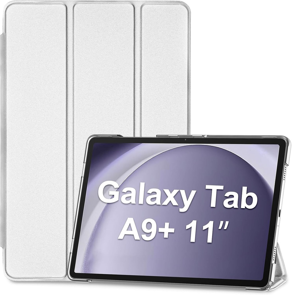 Husa ProCase pentru Samsung Galaxy Tab A9+ / A9 Plus 11 inchi 2023 (SM-X210), husa cu tripla protectie pentru Galaxy Tab A9+/A9 Plus de 11 inchi, husa inteligenta subtire, usoara, cu carcasa din spate mata translucida - argintie