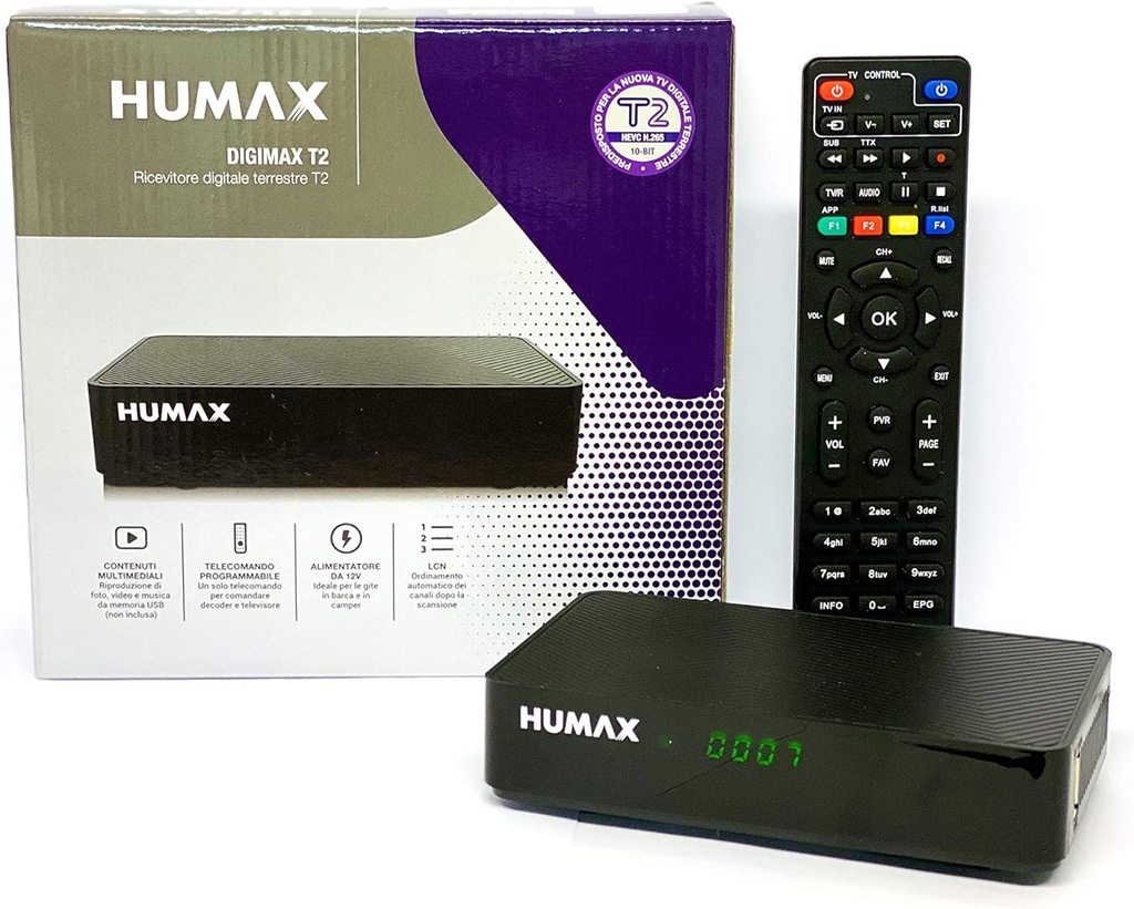 Humax 9-00142 - Digimax T2 HD-2022T2 Decodor digital terestru Digimax T2 cu telecomandă 2 în 1 pentru controlul televizorului