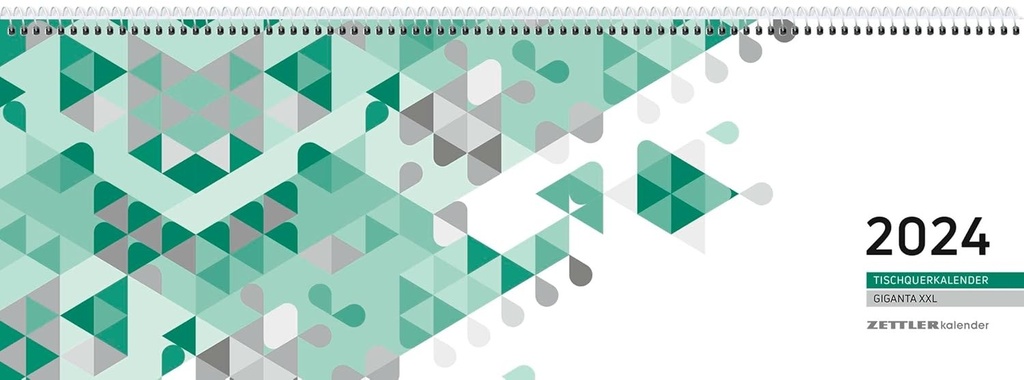 Calendar de birou ZETTLER Giganta XXL verde 2024, in format 42,2 x 14,8 cm, calendar lunar, cu spatiu pentru note, calendar de birou cu prezentare anuala