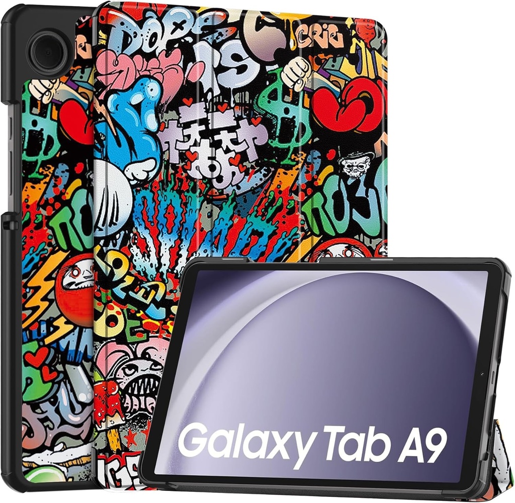 Husa Vakarey ultra-subtire pentru Samsung Galaxy Tab A9 8,7 inch Husa tableta pentru Samsung Tab A9 2023 SM-X110/SM-X115, Graffiti