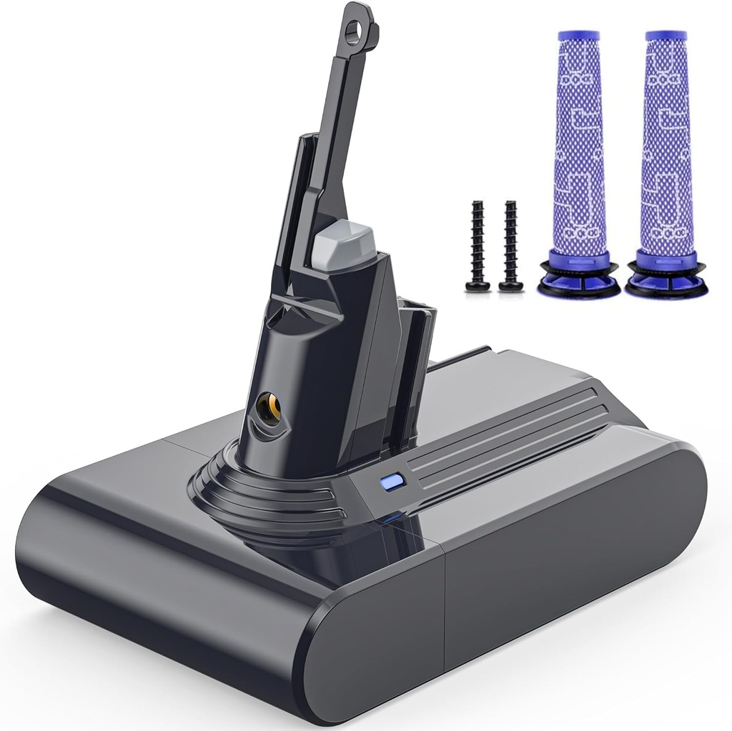 Baterie Morpilot pentru aspirator Dyson V7 SV11 Motorhead Animal Pro Trigger+ Fluffy Matress Plus și 2 filtre, 21,6 V 4600 mAh Li-ION