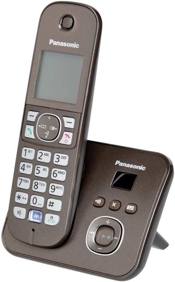 Telefon fara fir Panasonic KX-TG6821GA DECT cu robot telefonic (radiatie scazuta, mod Eco, telefon GAP, telefon fix, blocare apeluri) maro moca