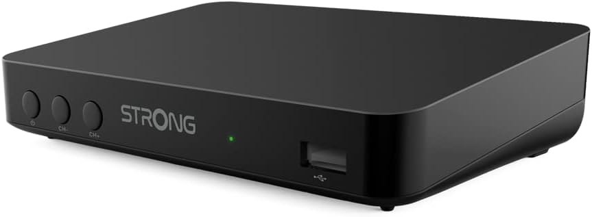 STRONG SRT8208 DVB-T2 DVB-T2 - Suportă HEVC265 - Receptor/Tuner TV cu funcție de înregistrare (HDMI, Scart, USB, Dolby Digital Plus) - Negru