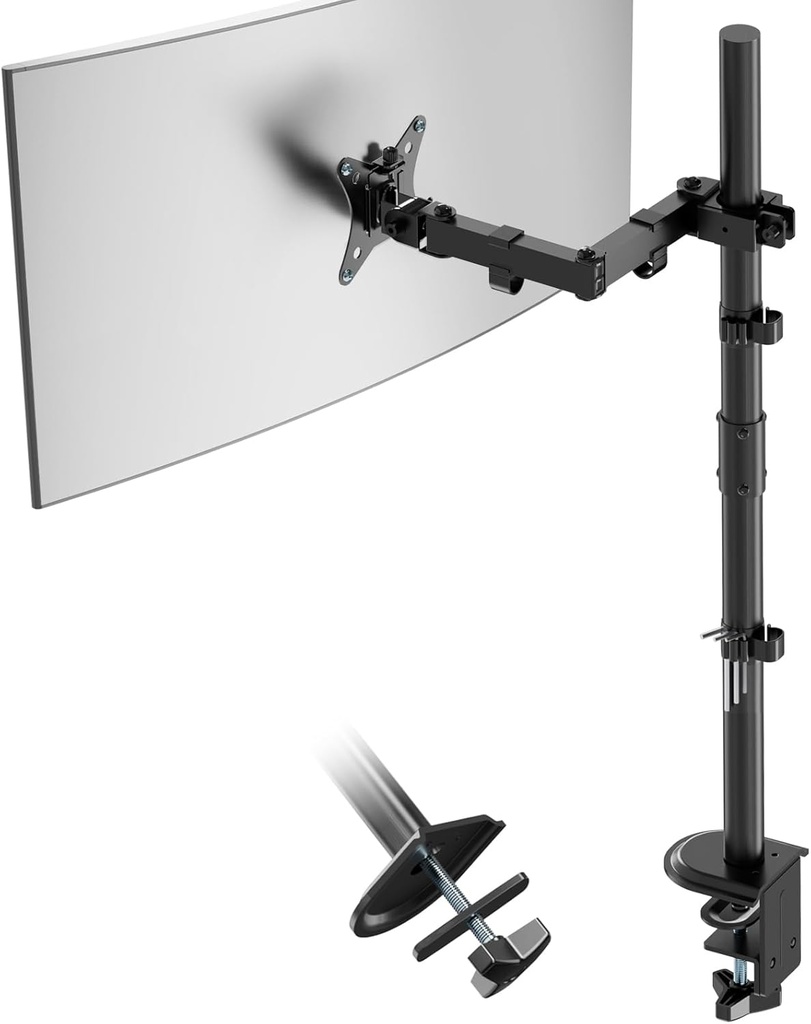 Suport pentru monitor PUTORSEN cu înălțime de 80 cm pentru 1 monitor, pentru ecrane de 13-35 inch, suport pentru monitor complet reglabil, braț pentru monitor, 9 kg per braț, VESA 75x75/100x100mm