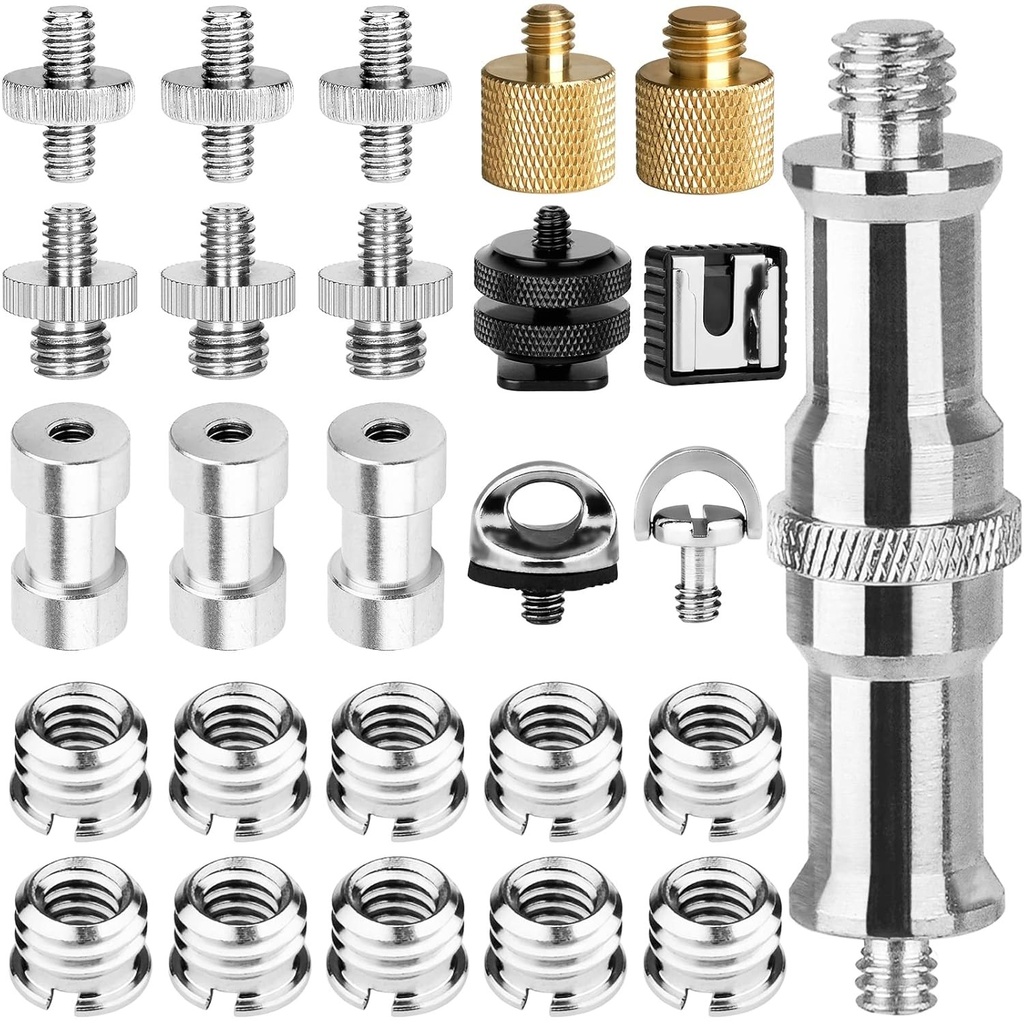 Adaptor pentru trepied pentru camera 26 buc. Set de montare cu suruburi pentru camera 1/4 la 1/4 surub trepied, 1/4 la 3/8 pentru montaj pentru camera Adaptor pentru pantof cald Set suport trepied pentru trepied/monopied placa cu eliberare rapida
