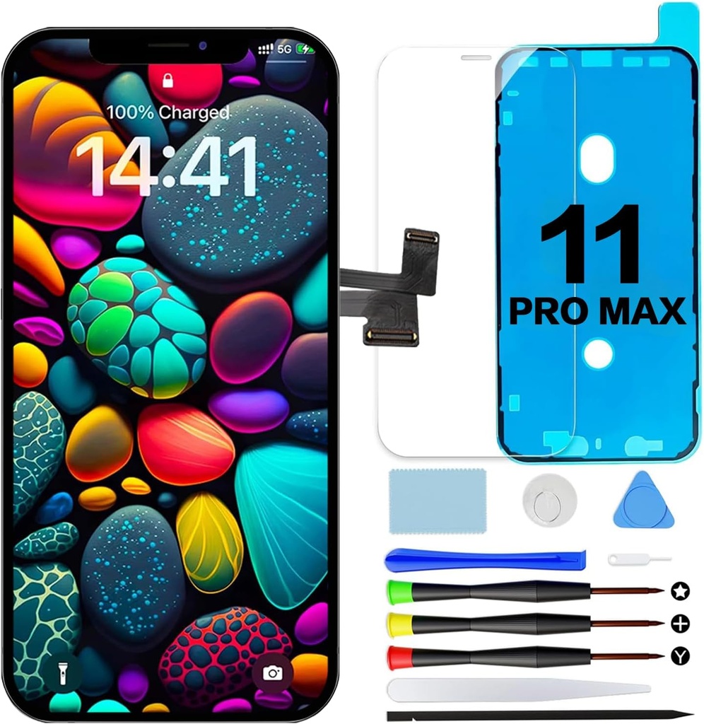 Afișaj GOLDWANGWANG pentru iPhone 11 Pro Max Înlocuire ecran LCD de 6,5 inci Digitizer ecran tactil 3D complet cu instrumente Adeziv impermeabil și sticlă securizată
