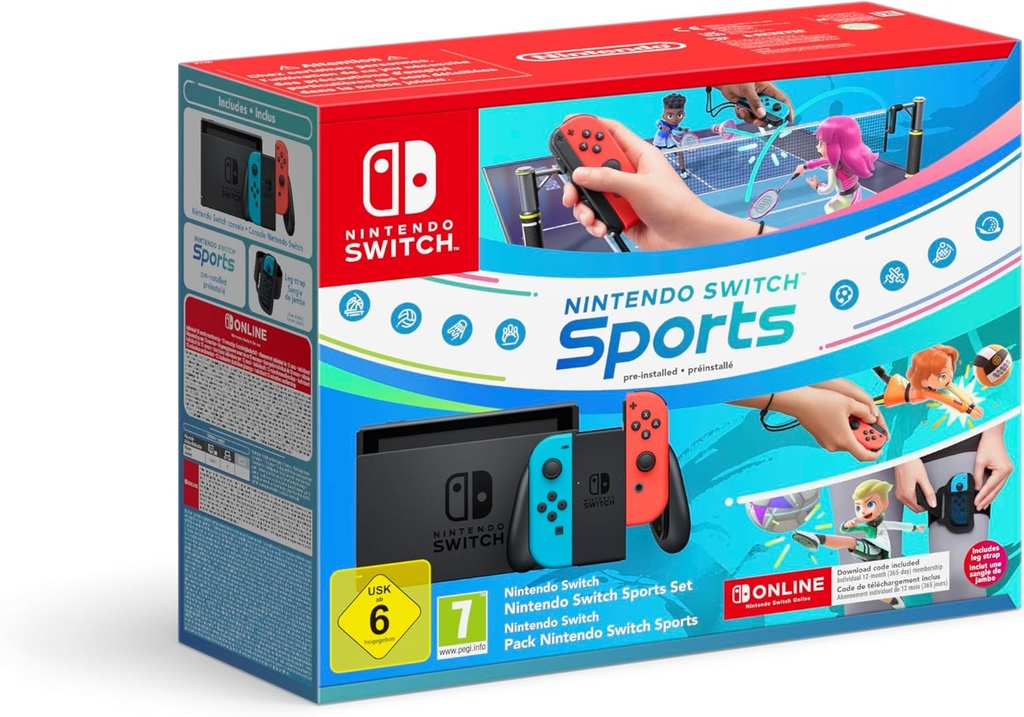 Nintendo Switch-Konsole Neon-Rot/Neon-Blau Switch Sports + 12 luni NSO
