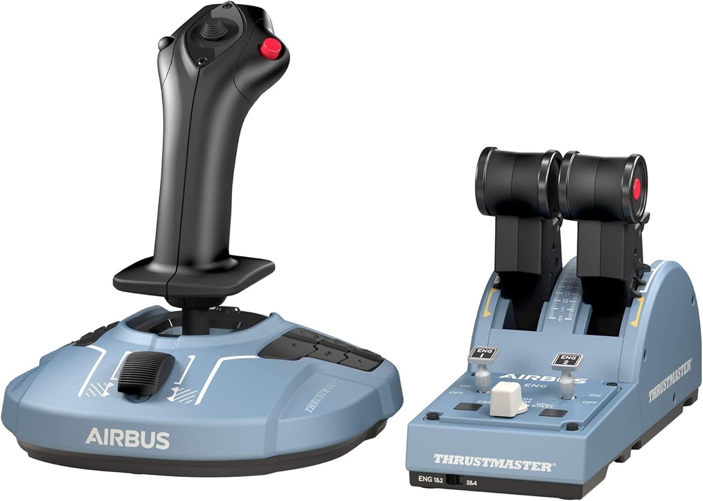 Thrustmaster TCA Officer Pack Airbus Edition - Sistem complet de control al zborului cu joystick lateral și cadran de accelerație pentru PC