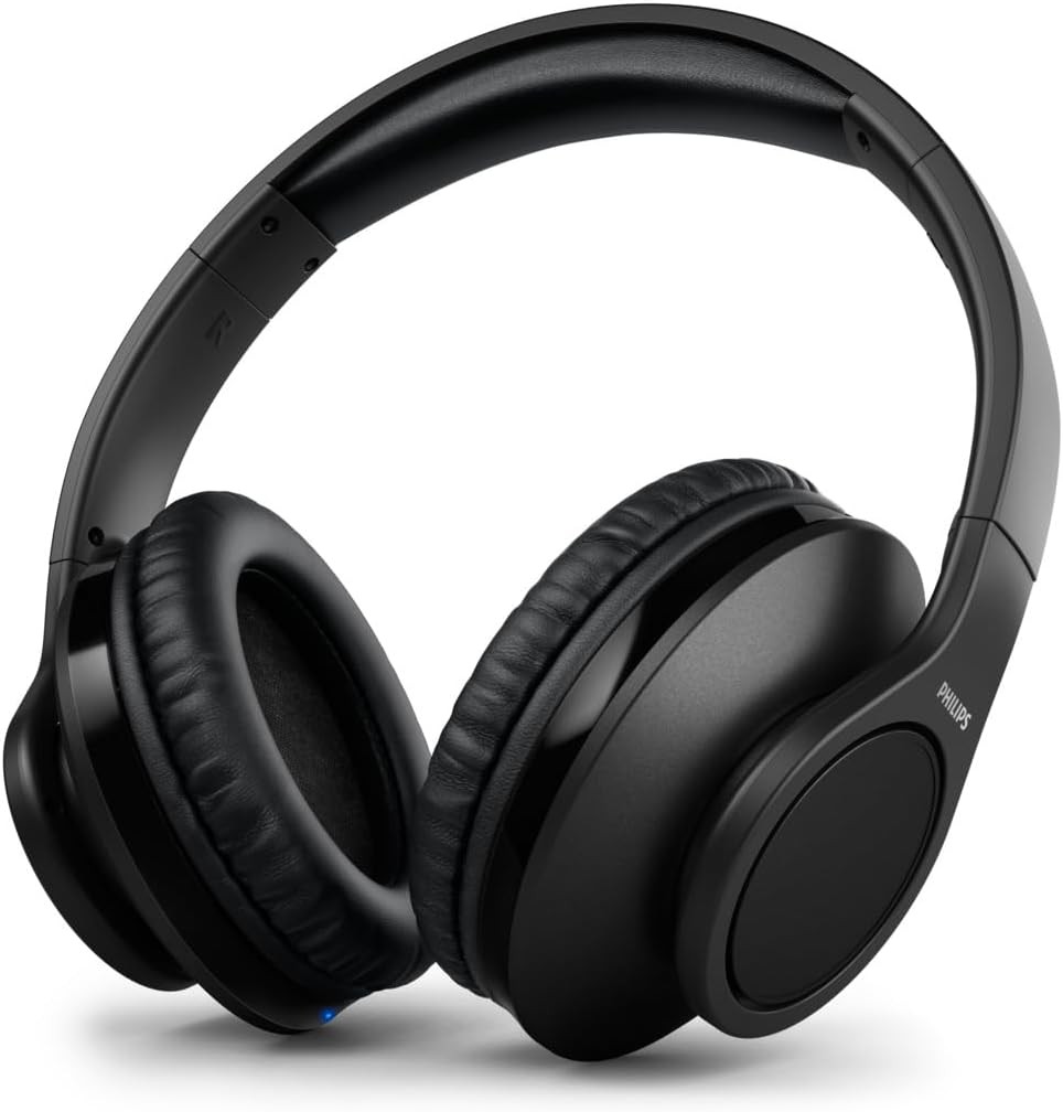 Casti TV PHILIPS TAH6206BK/00, casti supraear fara fir pentru adulti, anulare pasiva a zgomotului, conexiune Bluetooth, 18 ore de redare, casti premium, negru