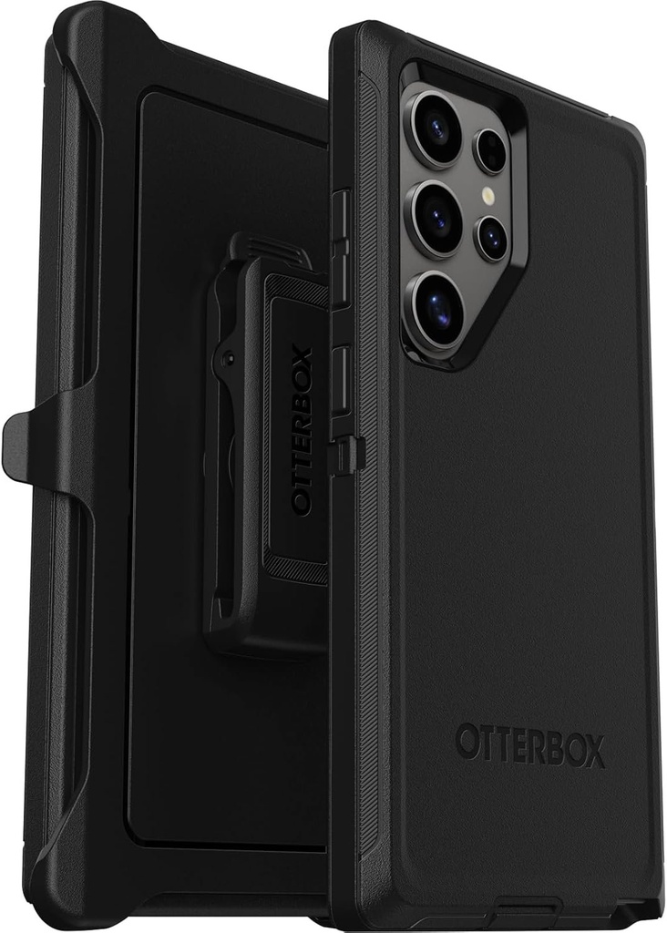 Husa OtterBox Defender pentru Samsung Galaxy S24 Ultra, rezistenta la socuri, la cazaturi, ultrarezistenta, husa de protectie, testata de 5 ori conform standardului militar, neagra