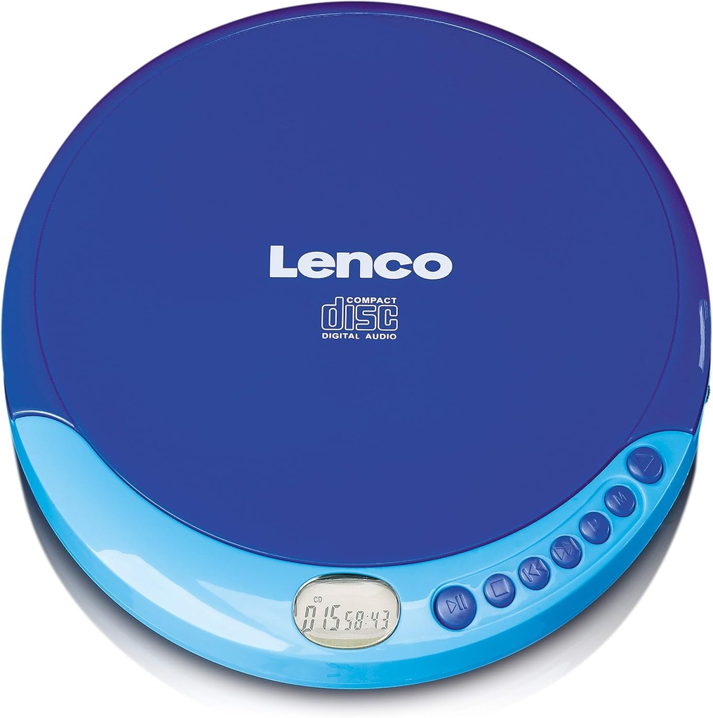 Lenco CD-011 - CD Player portabil cu funcție de încărcare a bateriei - Discman - CD Walkman - Cu căști și cablu de încărcare micro-USB - Ecran LCD - Albastru