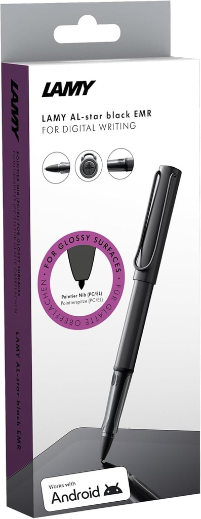 LAMY AL-Star EMR Black (Sfat PC/EL) - Stylus pentru multe dispozitive Android - cu maner ergonomic - Scriere si desenare precise pe suport digital - cu tasta functionala