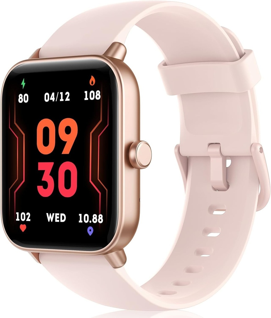 Ceas inteligent pentru barbati si femei, ceas inteligent de 1,8 inchi cu Alexa incorporat, SpO2/ritm cardiac/somn/stres, peste 100 de sporturi, contor de calorii/pasi, ceas inteligent IP68 pentru Android/iOS (negru, 1,8)