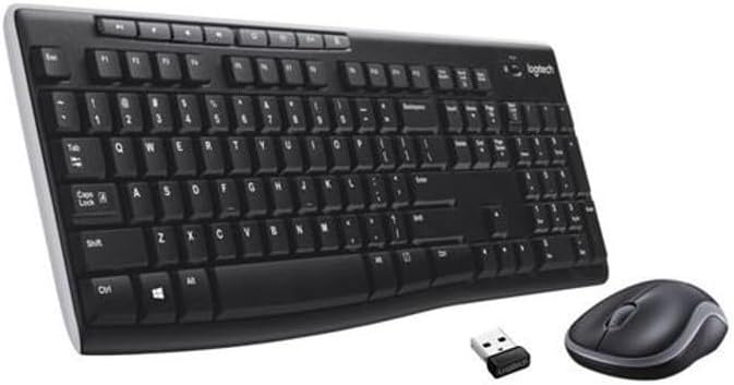 Combinație de tastatură și mouse fără fir Logitech MK270 pentru Windows, wireless la 2,4 GHz, mouse compact, 8 taste pentru dispozitive multiple și comenzi rapide, baterie de 2 ani, computer și laptop