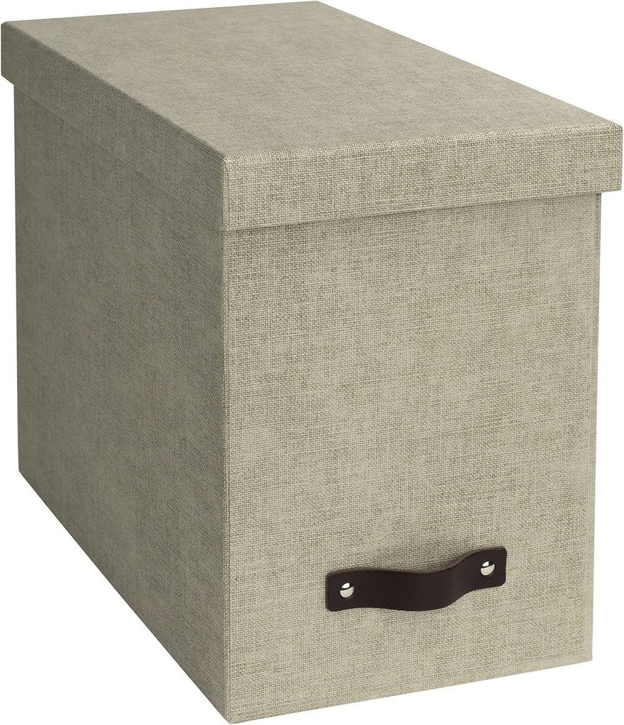 Bigso Box of Sweden cutie de fisiere suspendata cu capac - cutie de arhiva atractiva care include 8 dosare - cutie de fisiere din carton si hartie eleganta cu efect de in - bej
