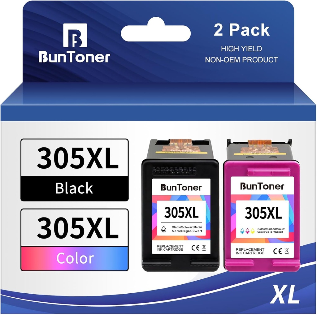 BunToner 305 xl compatibil cu cartușe hp 305 negru și color pentru cerneală de imprimantă hp 305 pentru HP Deskjet 2700 2720 2720e 4120e 4100e Envy 6020e