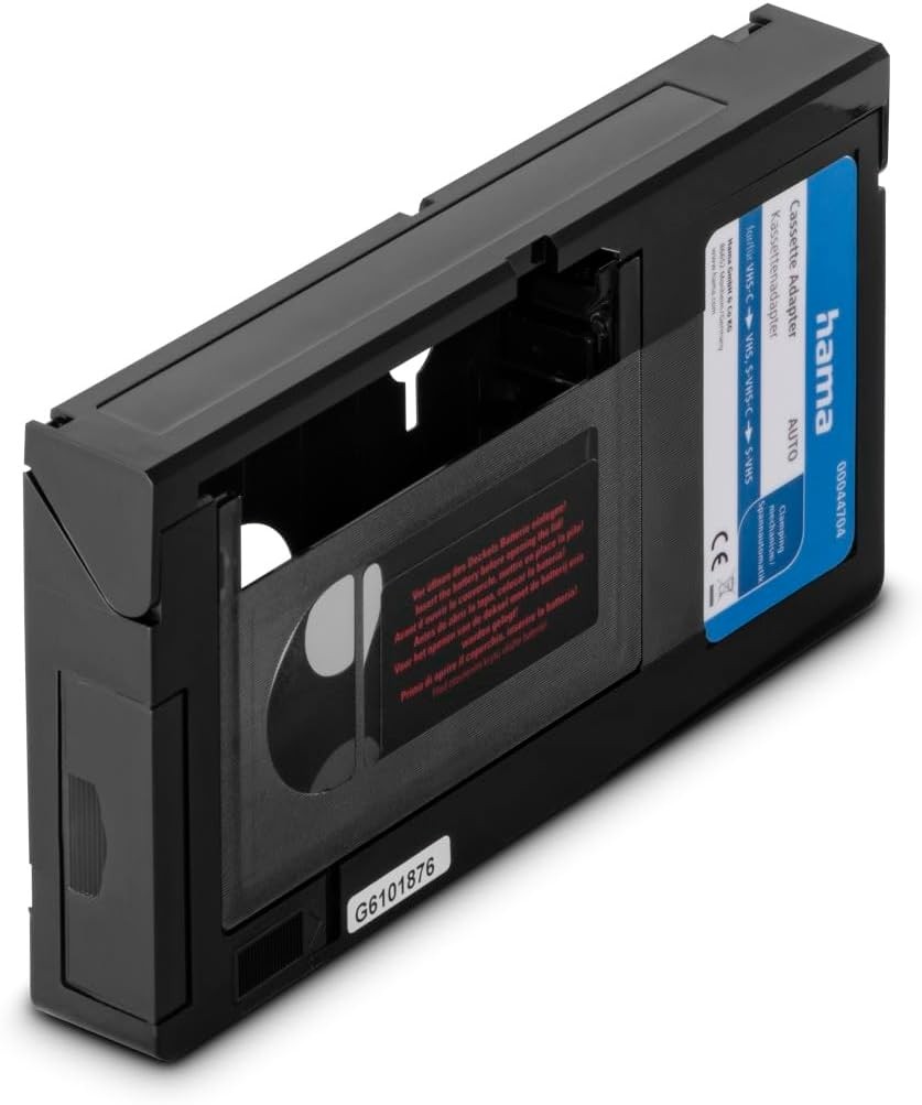 Adaptor pentru casete automate Hama pentru casete video VHS-C, cu baterie, automat, negru (Nu este potrivit pentru Hi8, Super8, Video8, Mini DV)