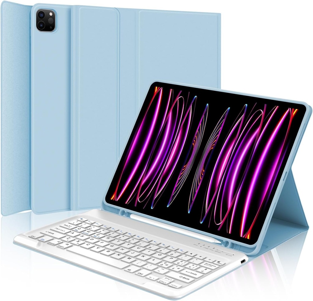 Husa cu tastatura WINCHKING pentru iPad a 6-a generatie 2018/iPad a 5-a generatie 2017, iPad Air 2/1, iPad Pro 9.7, tastatura italiana Bluetooth, magnetica, fara fir, detasabila, neagra