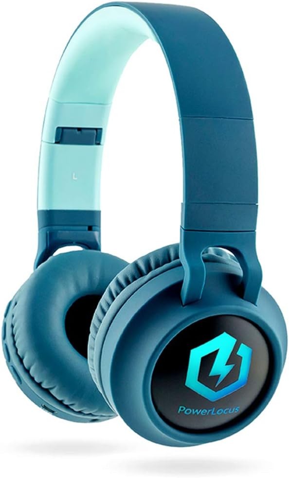 Casti pentru copii PowerLocus Bluetooth, casti pentru copii supraear cu limita de volum de 85 db Lumina LED Stereo HD pliabil, fara fir si cu fir, microfon incorporat pentru telefon mobil, tableta, PC, TV