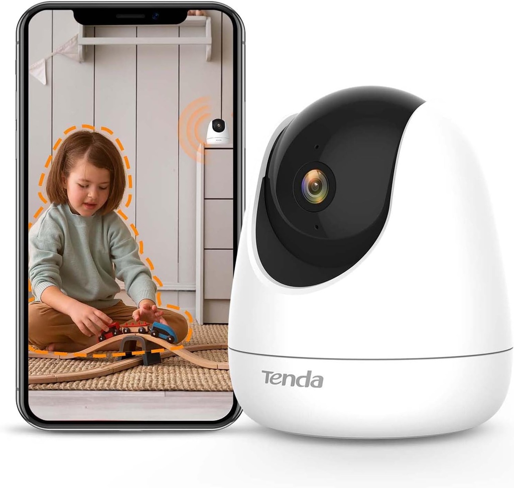 Cameră Wi-Fi de interior Tenda CP6, monitor pentru bebeluși de 3 MP, Wifi inteligent fără fir 360° Pan/Tilt, Detectare mișcare, Viziune nocturnă, Audio bidirecțional, Detectare animale, 2K HD, Micro SD/Cloud