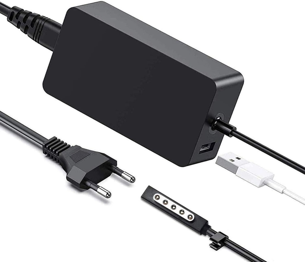 AUKEH Surface Pro incarcator 2,48 W 12 V 3,6 A Adaptor de alimentare pentru Microsoft Surface RT/2, Surface Pro 1/Surface Pro 2 1536 cu port USB si prelungitor de alimentare...