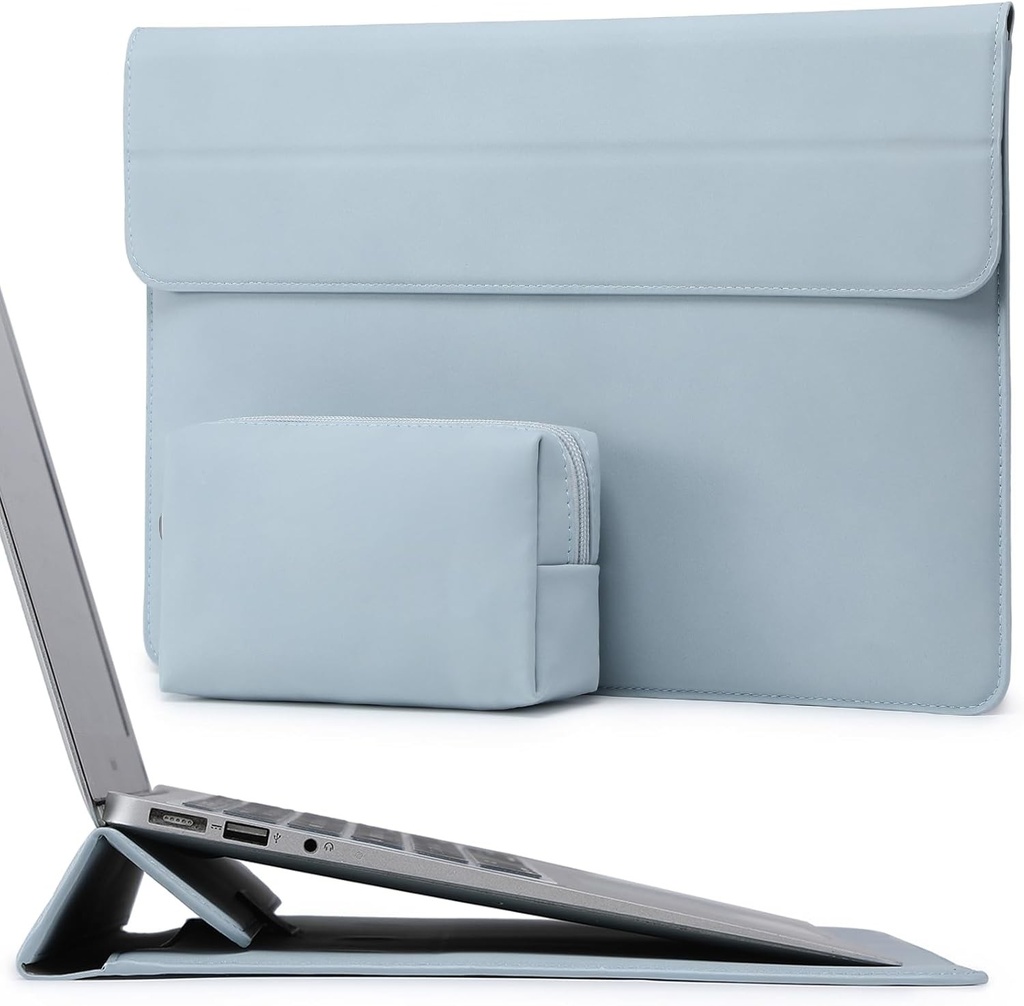 Husa pentru laptop HYZUO de 13 inchi cu functie de suport pentru 2024-2018 MacBook Air 13 M3 M2 M1, 2024-2016 MacBook Pro 13 M2 M1, 13 iPad Pro/Air M4 M2 2024, Surface Pro 11-8, cu buzunar mic, verde miez de noapte