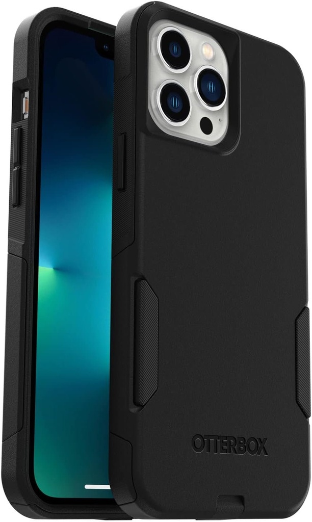 Husa OtterBox Commuter pentru iPhone 13 Pro Max/iPhone 12 Pro Max, rezistenta la socuri, rezistenta la cadere, robusta, husa de protectie, testata de 3 ori conform standardului militar, protectie antimicrobiana, neagra, fara ambalaj de vanzare cu amanuntul