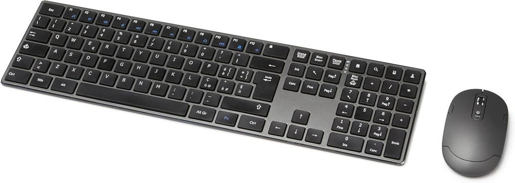Mouse fara fir reincarcabil Amazon Basics, tastatura de dimensiune completa ultra-subtire, silentioasa, cu tastatura numerica, negru