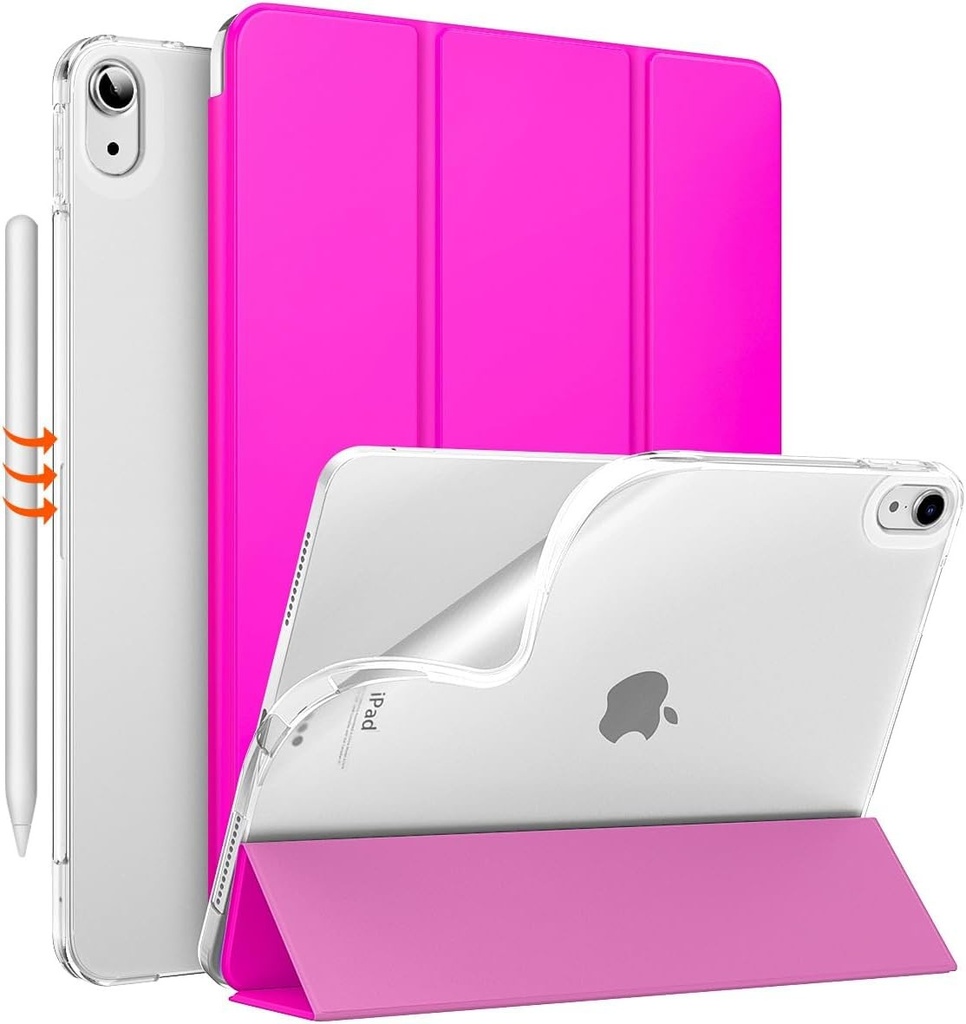 Husa MoKo pentru iPad Air 11 inchi a 7-a/6-a generatie M3/M2 2025/2024, husa iPad Air a 5-a/a patra generatie 2022/2020, spate translucid mat TPU moale, suporta Pencil Pro/2/USB-C, rosu Pitaya