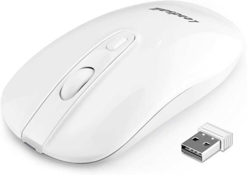 Mouse de computer USB silentios fara fir LeadsaiL pentru laptop, mouse reincarcabil cu clic silentios, 2400 DPI cu 5 niveluri reglabile pentru Windows 7/8/10/XP/Vista/Mac/Macbook Air/Linux - negru