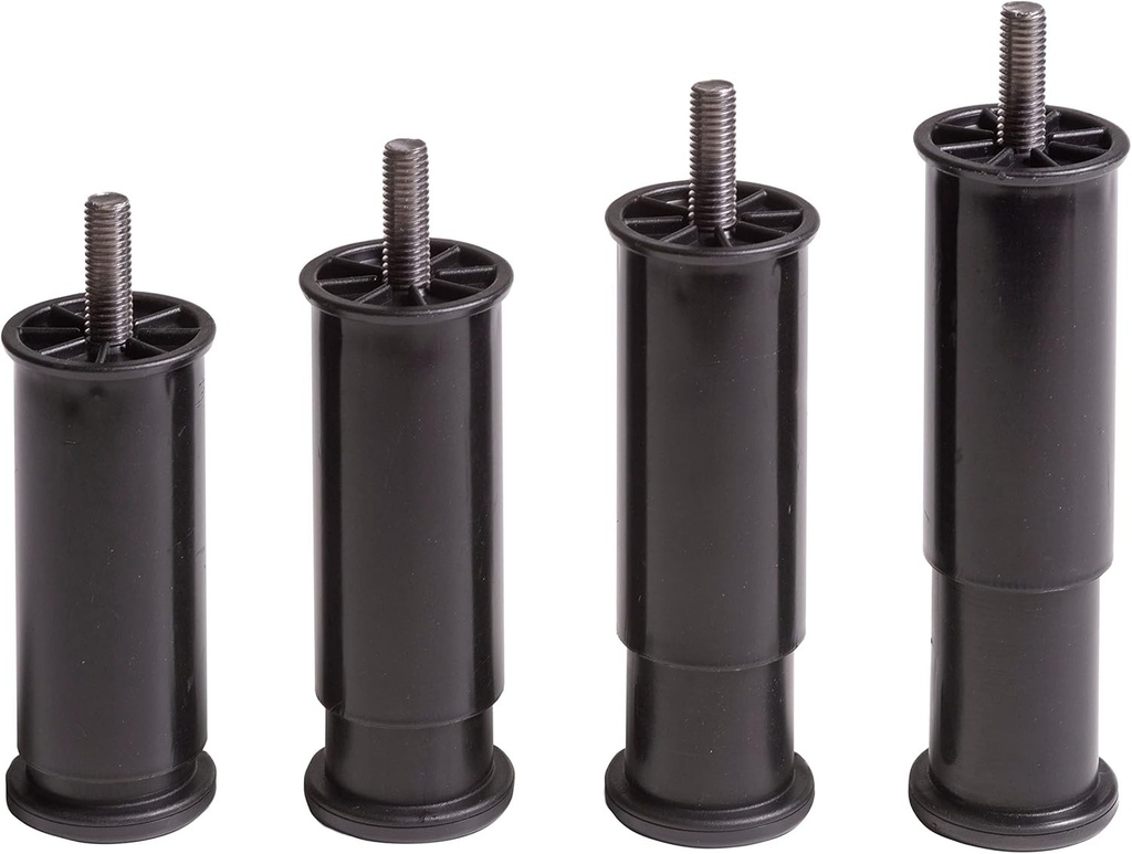 IPEA Set 4 picioare reglabile pentru mobila, bucatarie, canapea, dulapuri, set 4 picioare, extensibil in inaltime de la 100 la 145 mm - picioare negre - extensie 45 mm