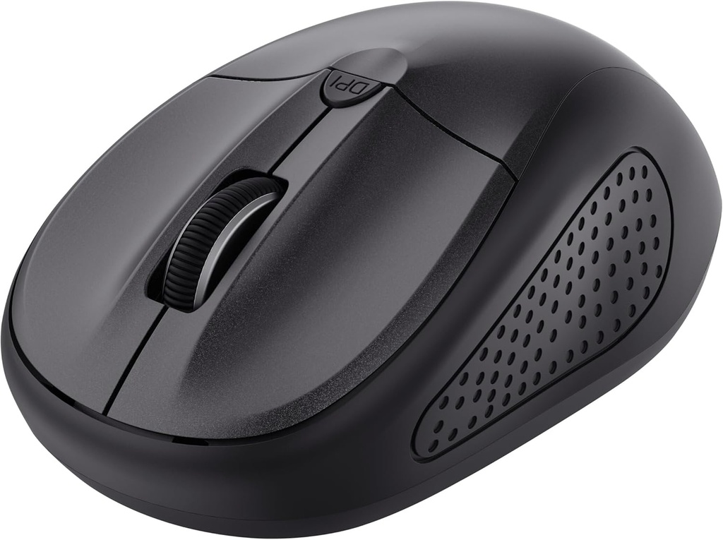 Mouse Bluetooth Trust Primo, Mouse fără fir pentru laptop, 1000-1600 DPI, pentru mâna stângă și dreaptă, Baterii incluse, Mouse fără fir compact pentru PC, computer, Mac, Android - negru