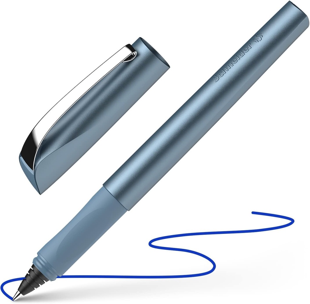 Schneider Ceod Shiny Rollerball Pen (pentru dreptaci si stangaci, latime de linie M, cu cartus de cerneala albastru regal) albastru