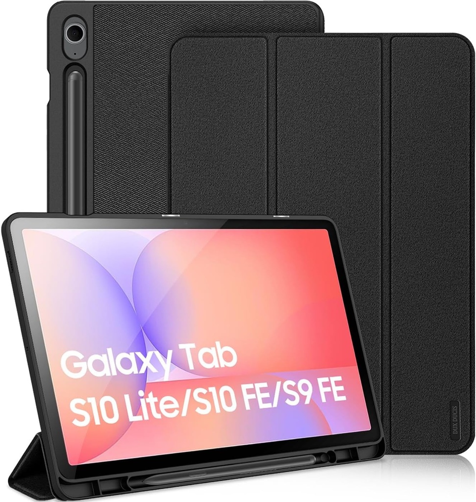 Husa DUX DUCIS pentru Samsung Galaxy Tab S9 FE 10.9 inch 2023, Husa de protectie subtire, usoara si pliabila, cu suport S Pen pentru tableta Tab S9 FE, Auto Sleep/Wake Compatibila cu Tab S9 FE, Negru